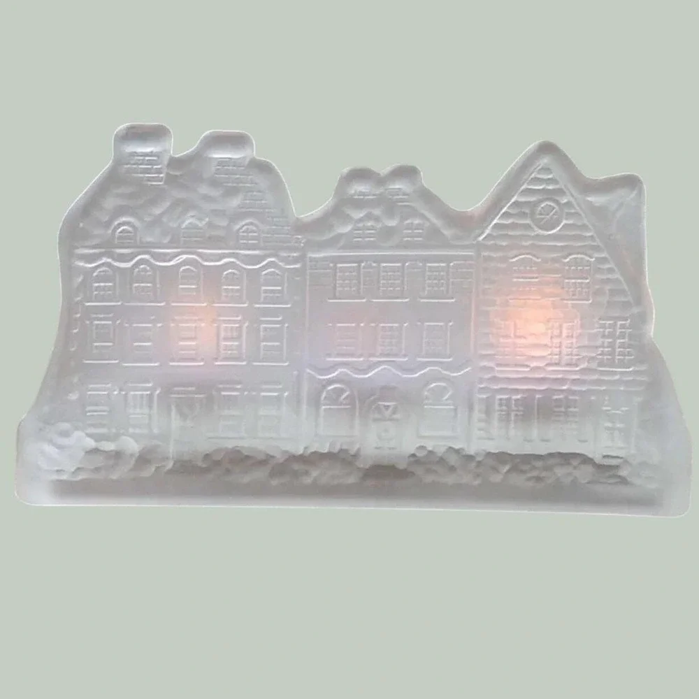 House of Lloyd‎ Vtg. Frosted Crystal Glass Village House Tea Light Candle Holder